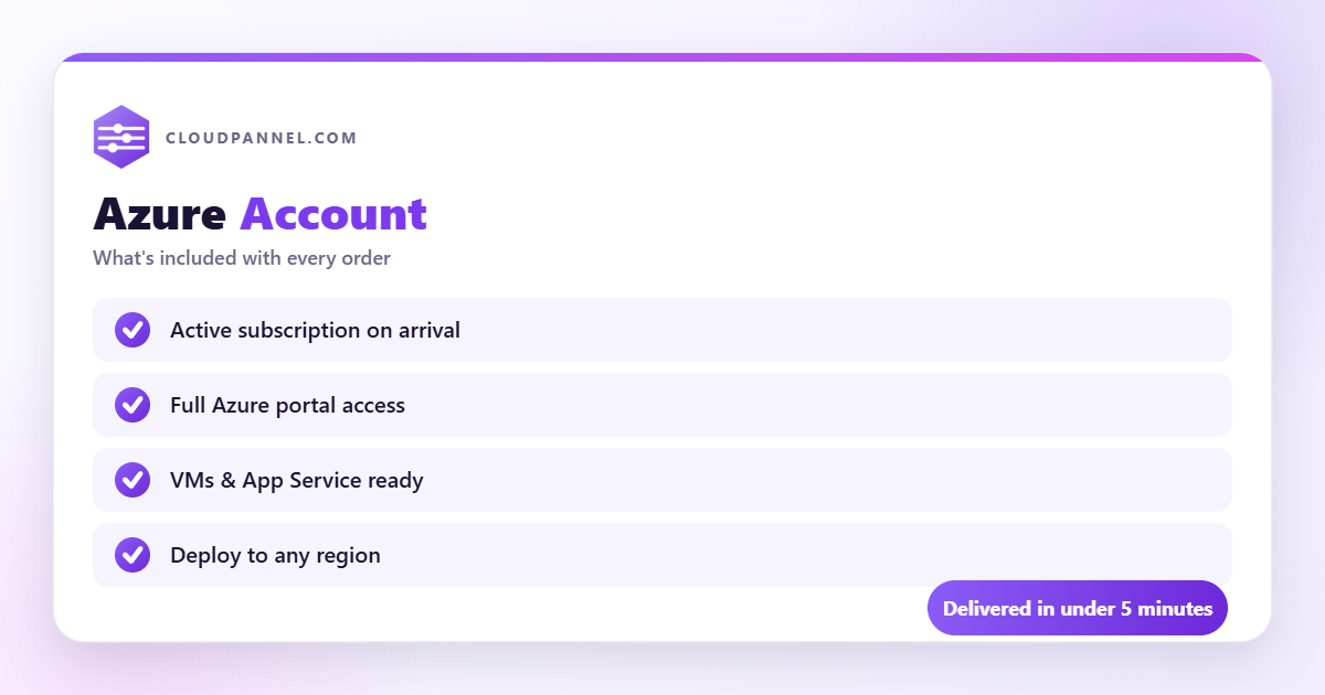 Buy Azure Account from CloudPannel — what is included with every order