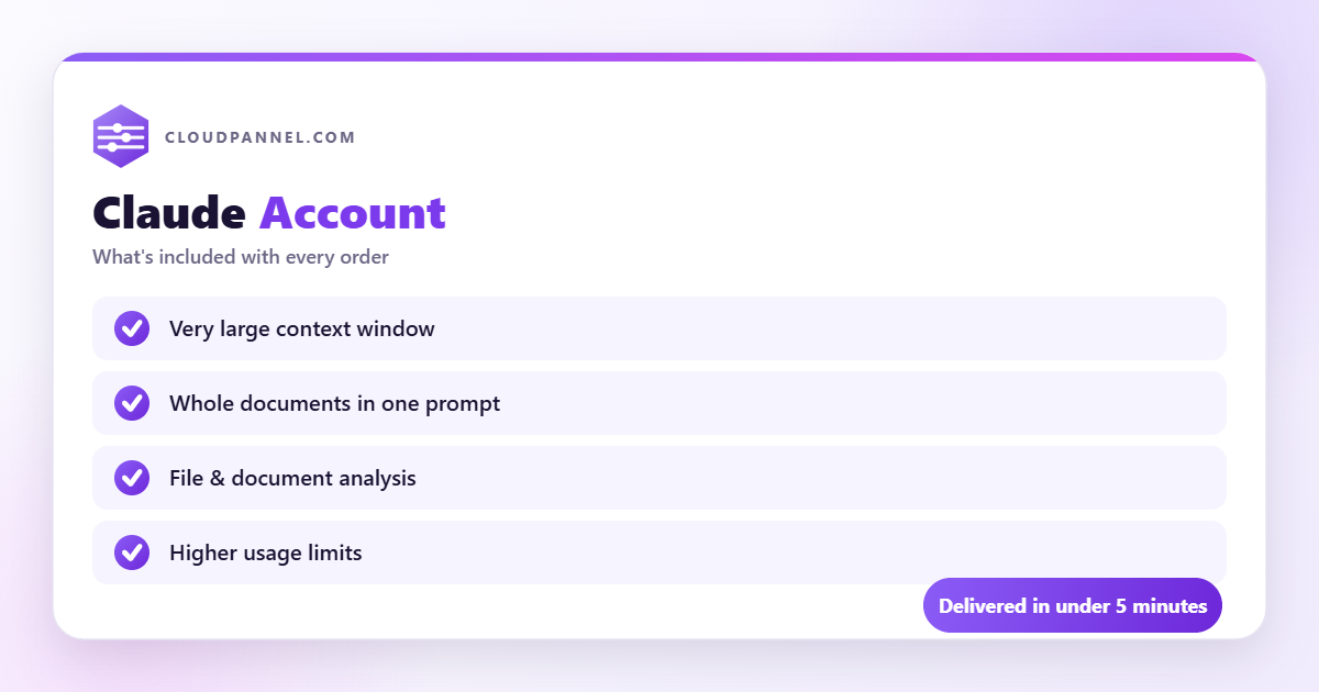 Buy Claude Account from CloudPannel — what is included with every order