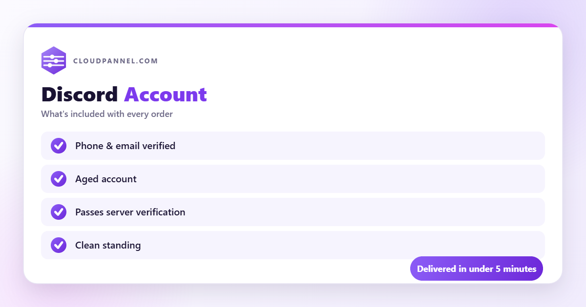 Buy Discord Account from CloudPannel — what is included with every order