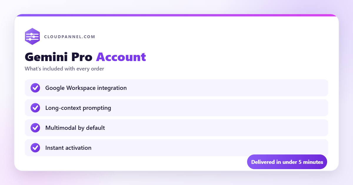 Buy Gemini Pro Account from CloudPannel — what is included with every order