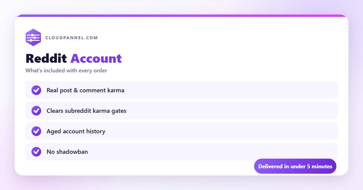 Buy Reddit Account from CloudPannel — what is included with every order